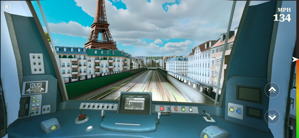 Paris Métro: Subway Ride - Cockpit view of a Paris Metro train driving past the Eiffel Tower