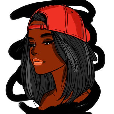 realistic  girl with a backwards hat