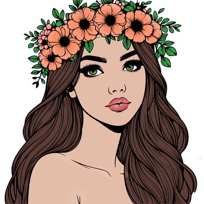 realistic woman with flowers crown