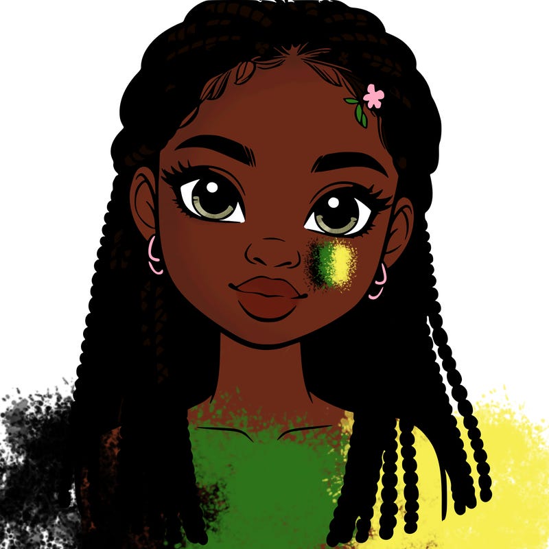 a realistic black girl with braids