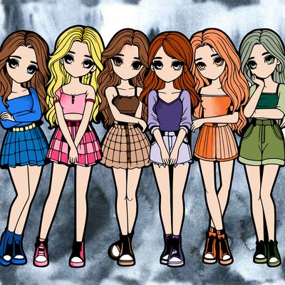 a group of girls realistic