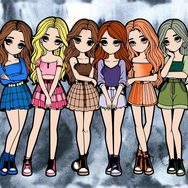 a group of girls realistic