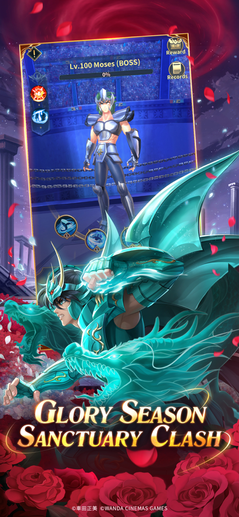 Saint Seiya: Legend of Justice - Saint Seiya Legend of Justice Glory Season Sanctuary Clash gameplay showing Dragon Shiryu and a defeated boss