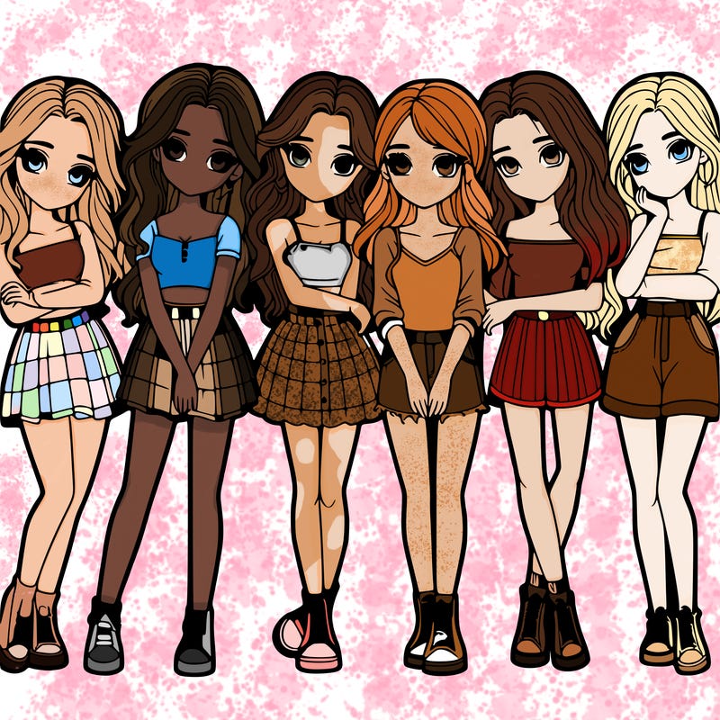 a group of girls realistic