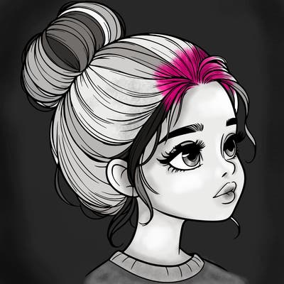 realistic girl with bun