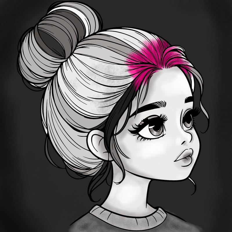 realistic girl with bun