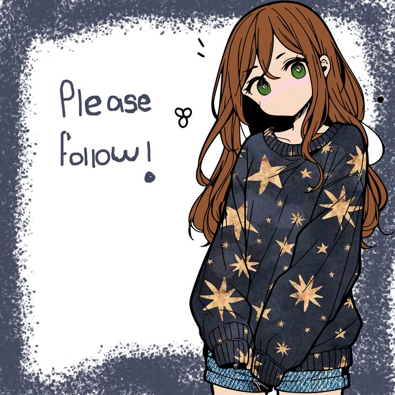 manga teen girl  in a sweater and baggy pants
