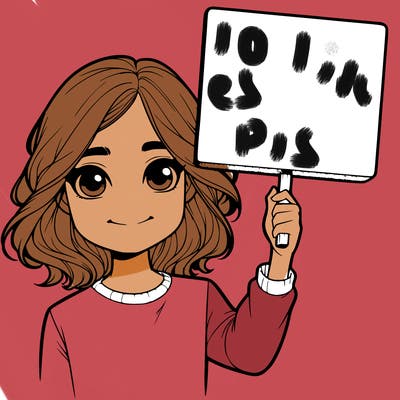 realistic girl holding up a sign