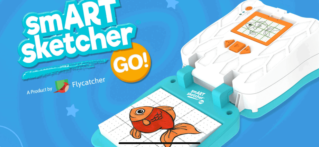 smART sketcher GO Zeichengerät von Flycatcher zeigt eine Fischskizze