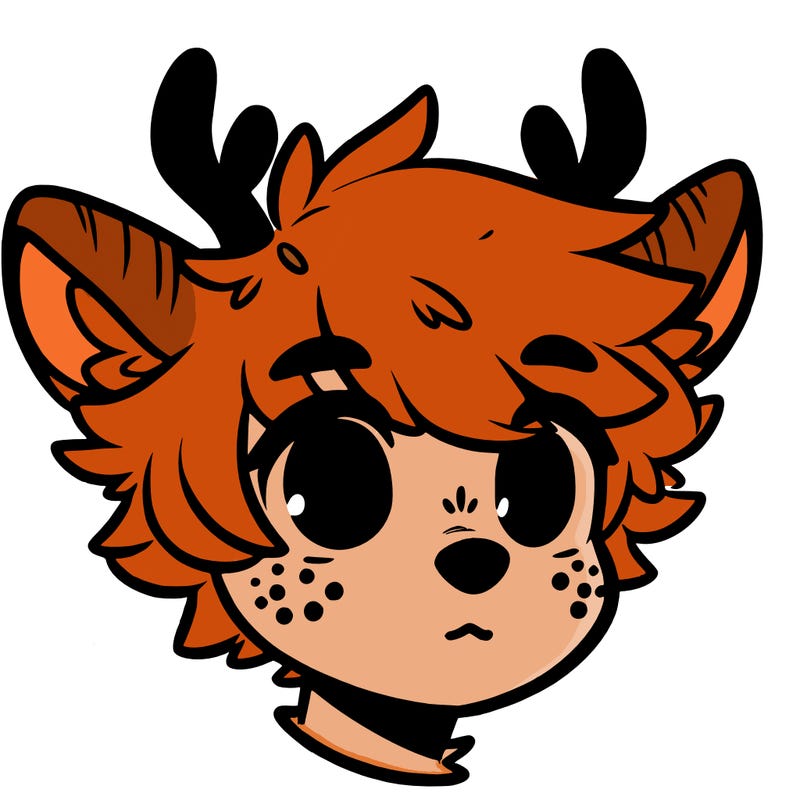 a humanoid deer with soft fluffy ears