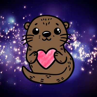 otter with a heart