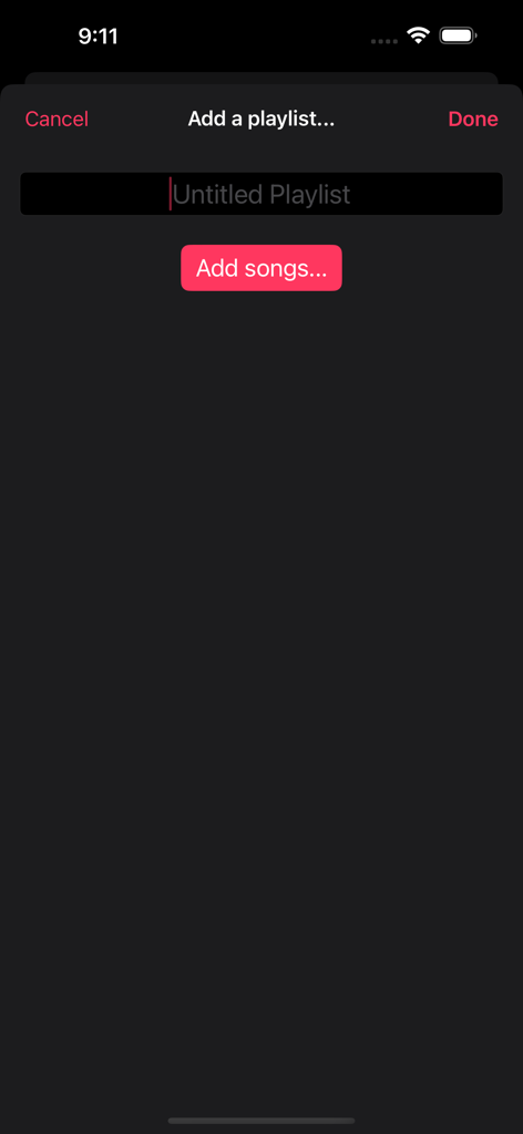 Audio Equalizer 5-Band - A screen for adding a new playlist and selecting songs in the Audio Equalizer app