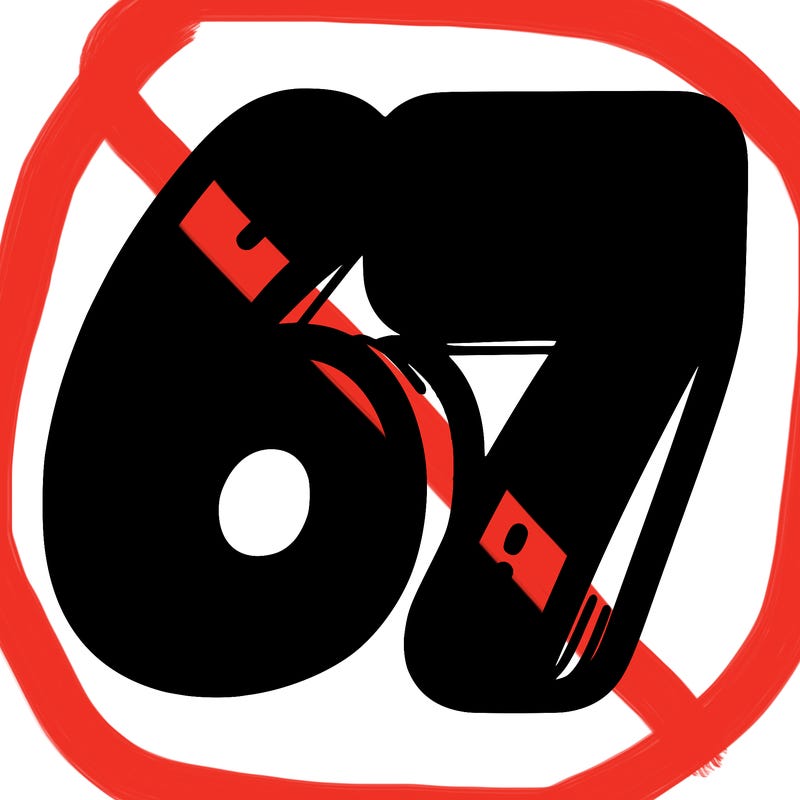the numbers 67