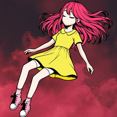 realistic girl floating