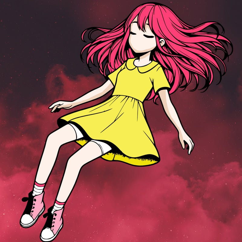 realistic girl floating