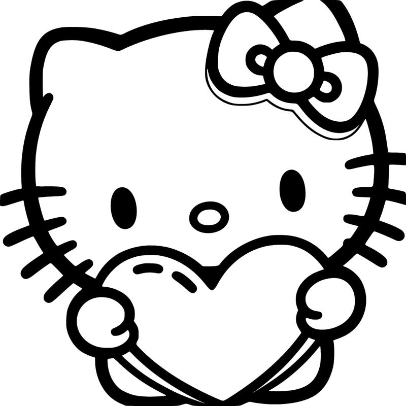 hello kitty holding a big heart