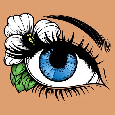 realistic eye with flower