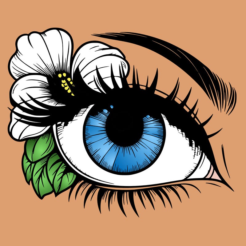 realistic eye with flower