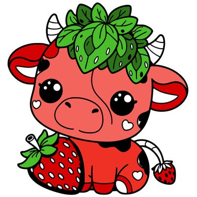 cute strawberry cow