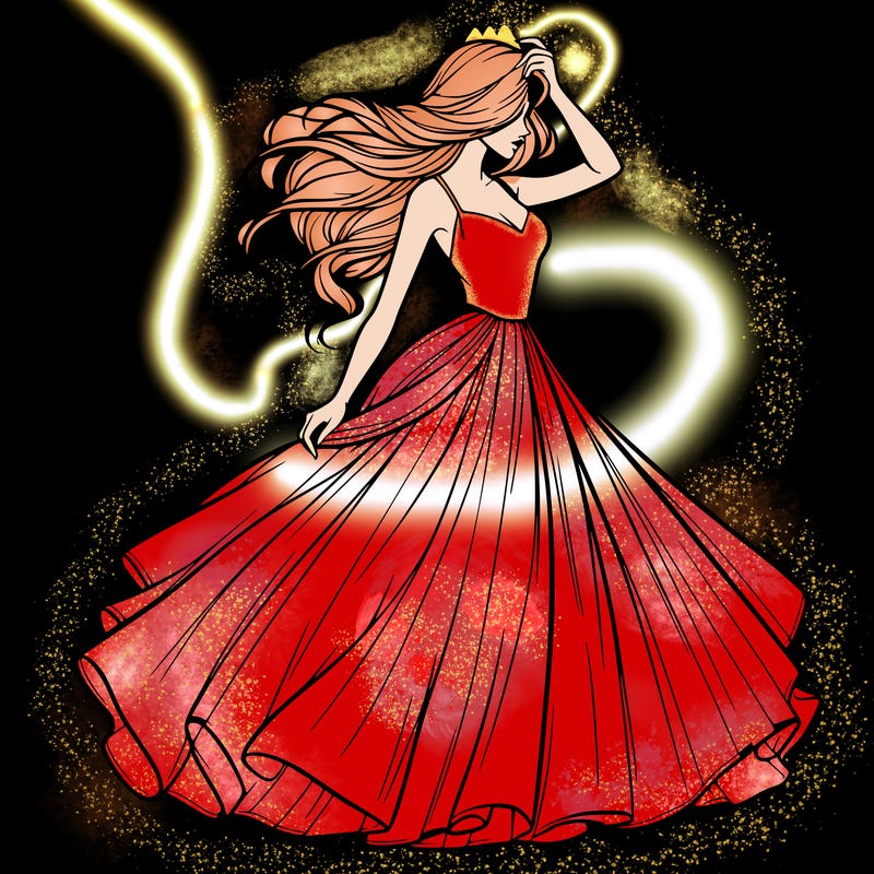 realistic woman with dress flowing in the wind