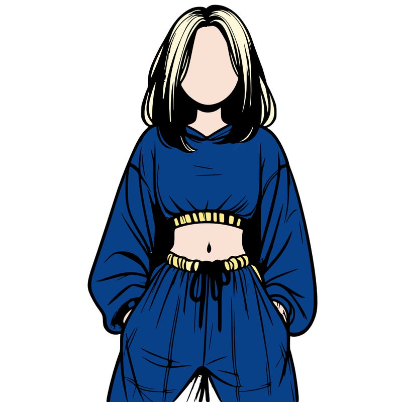 realistic girl faceless with baggy pants and a crop top