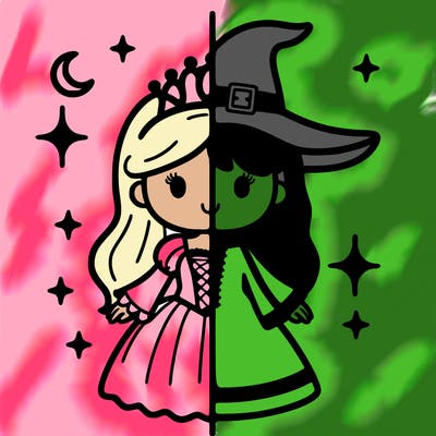 split princess and witch