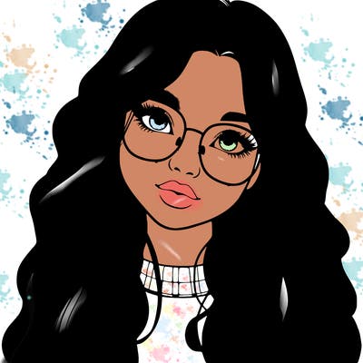 girl with long hair and freckles and glasses realistic