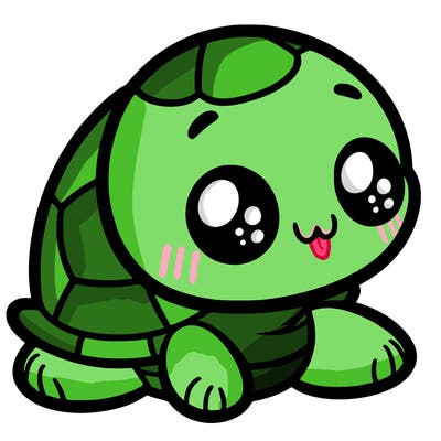 cute little animated turtle