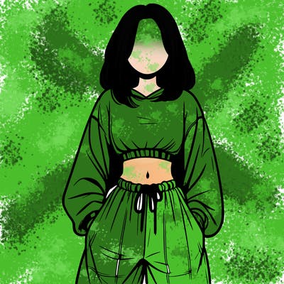 realistic girl faceless with baggy pants and a crop top