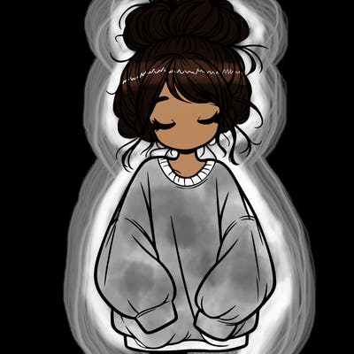 girl with baggy sweatshirt and messy bun