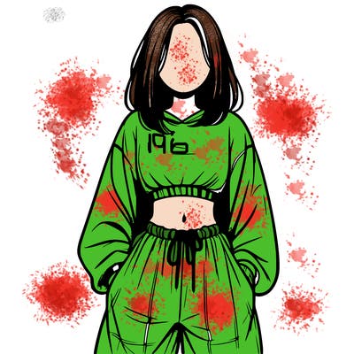 realistic girl faceless with baggy pants and a crop top