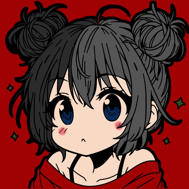 a manga girl with messy small buns