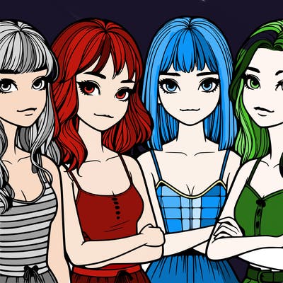 four realistic girls