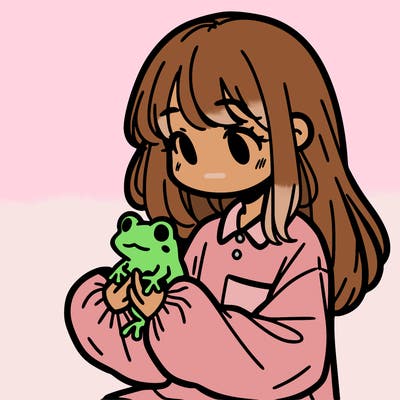 girl with long hair and a oversized shirt. and she is holding a frog