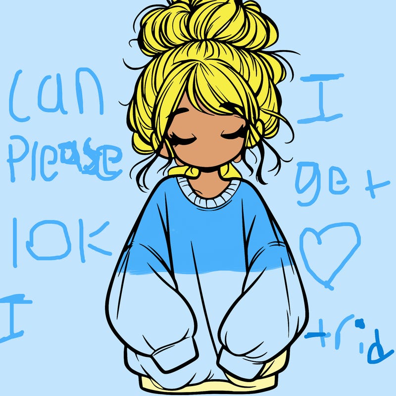 girl with baggy sweatshirt and messy bun