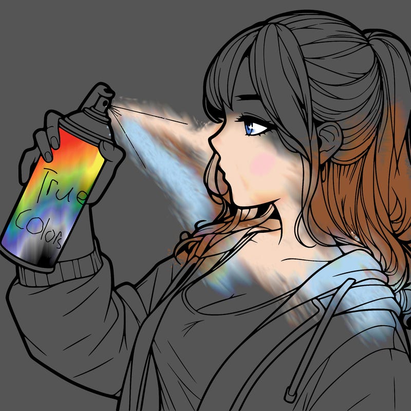 a realistic girl spray, painting