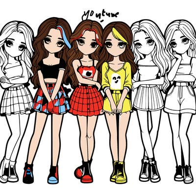 a group of girls realistic