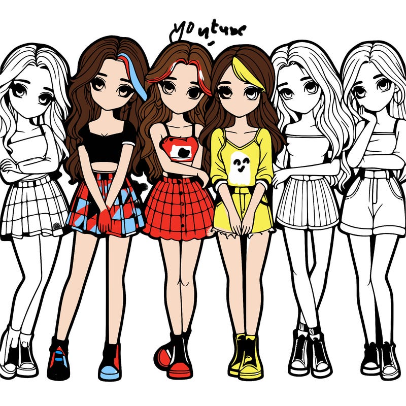 a group of girls realistic