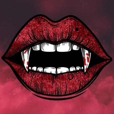lips with vampire teeth