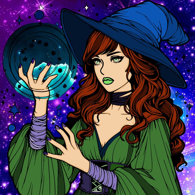 realistic women sorcerer using magic
