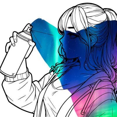 a realistic girl spray, painting