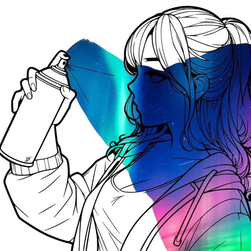 a realistic girl spray, painting