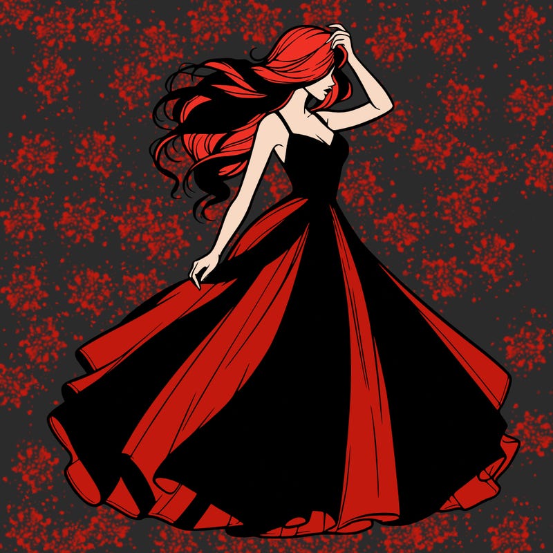 realistic woman with dress flowing in the wind