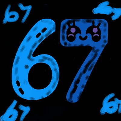 the numbers 67