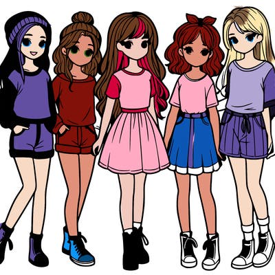 a group of five girls