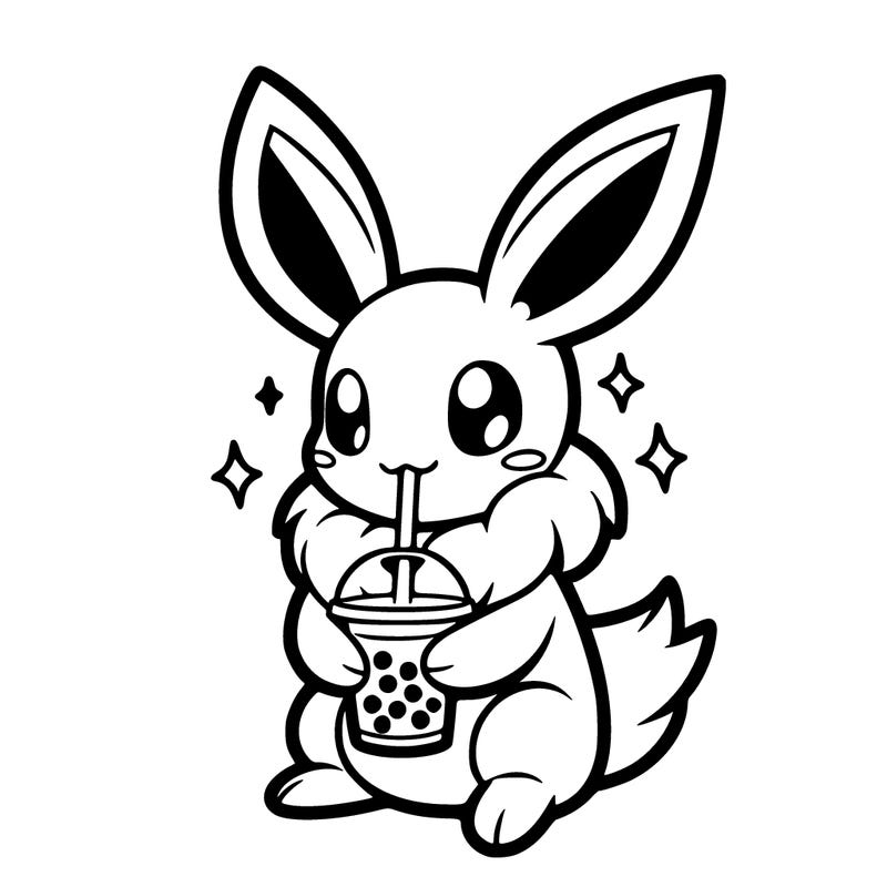 glaceon drinking boba tea