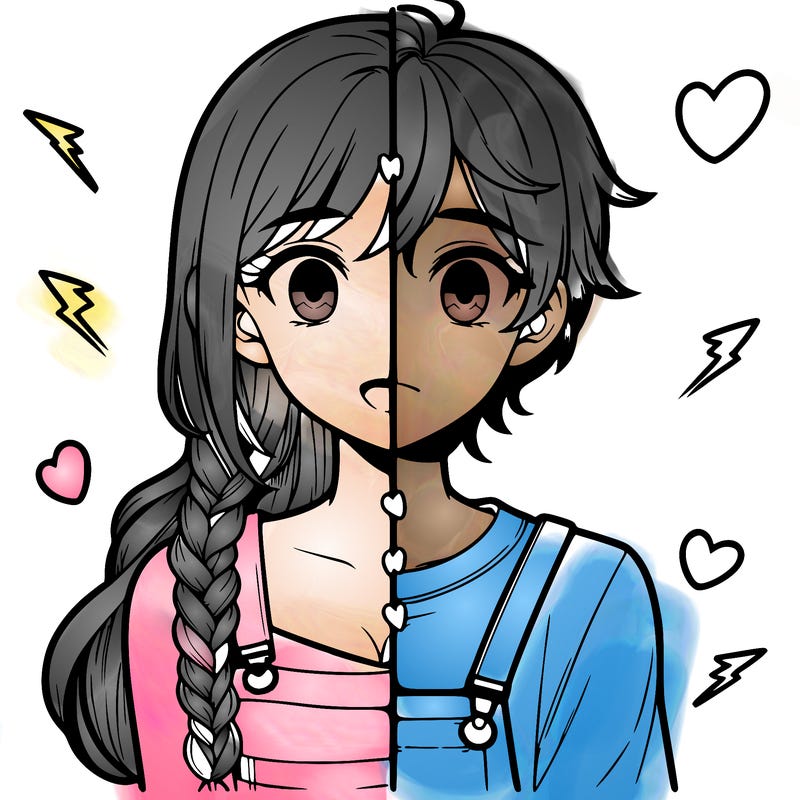 realistic girl boy split