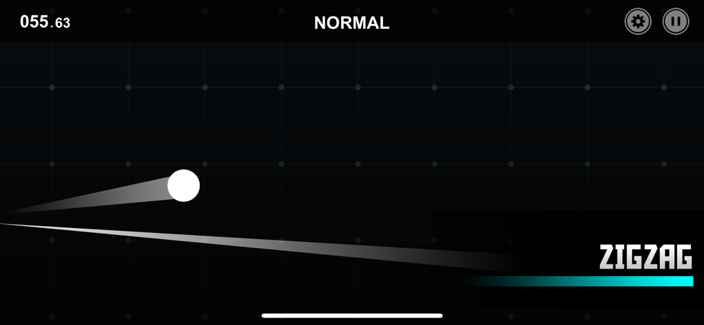 Vision Workout : Eye Training - Screenshot of the Zigzag eye tracking exercise in the Vision Workout app showing a white ball following a path on a dark grid