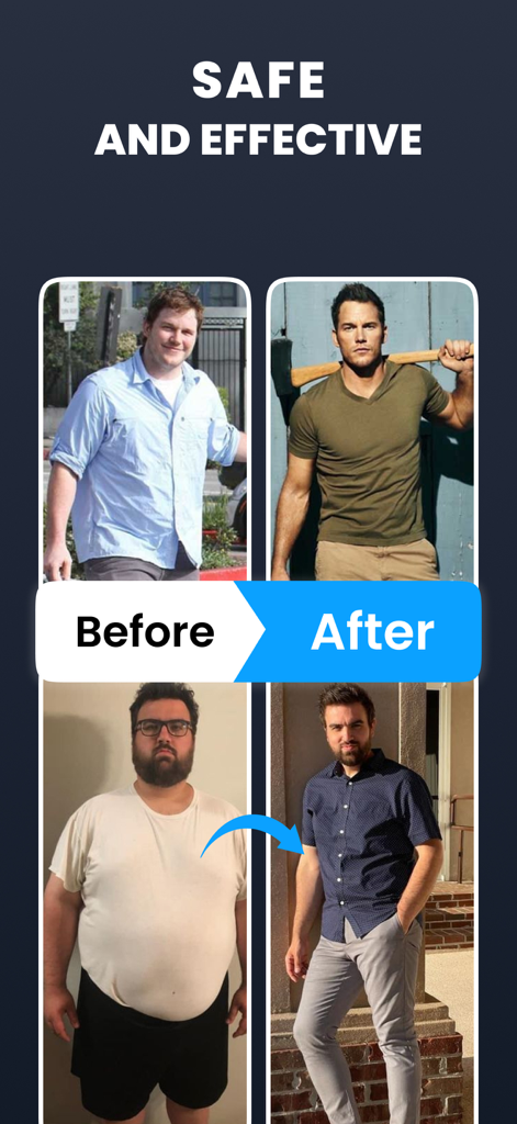 Before and after fitness results showing body transformation and shoulder muscle definition