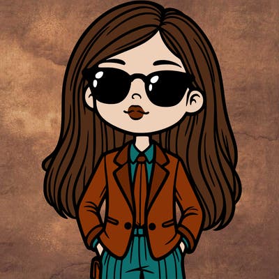 girl in a suit and shades with long hair